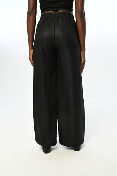 Orfeo Negro Women's Glittery Trousers with Wide Leg and Elastic Waist