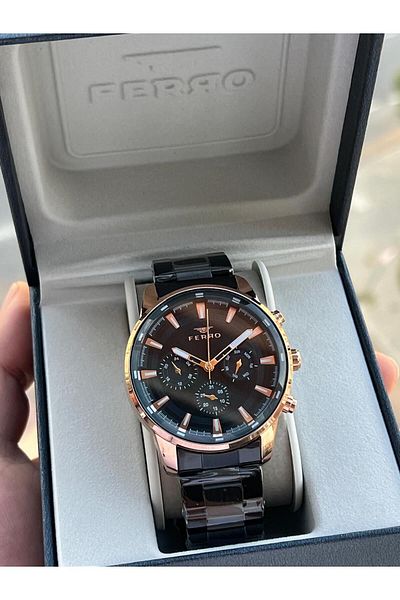 FERRO 30 Mt Waterproof Men's Wristwatch - Steel Cord, Calendar, Inner Functions Active Efm11171-R