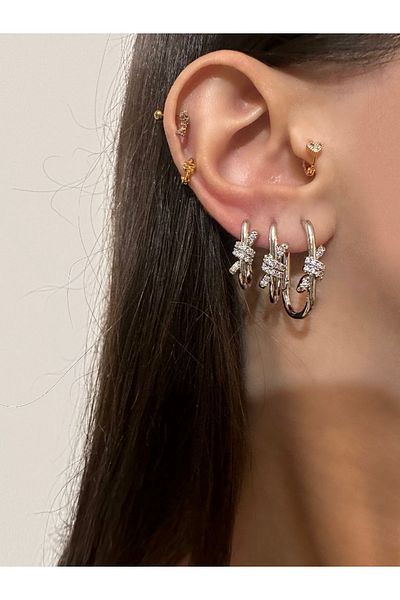 Okko Store Knot Detailed 3'Li Earrings