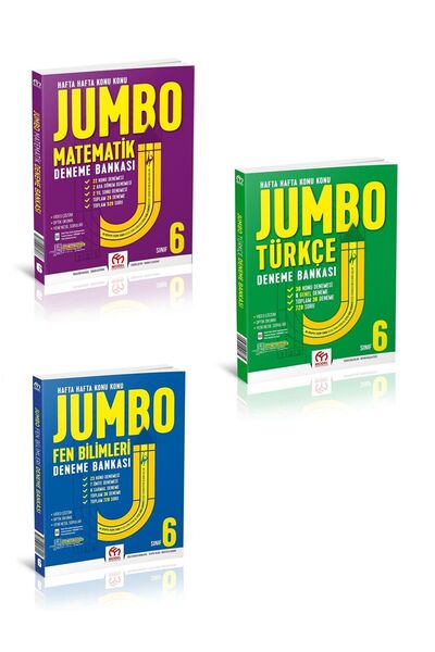 Model Eğitim Yayınları 6. Sınıf Jumbo Matematik Fen Bilimleri Türkçe Deneme Bankası Seti (3 KİTAP)