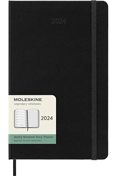 Turnaround دفتر ملاحظات Moleskine 2024 الأسبوعي ذو الغلاف المقوى الكبير لمدة 12 شهرًا