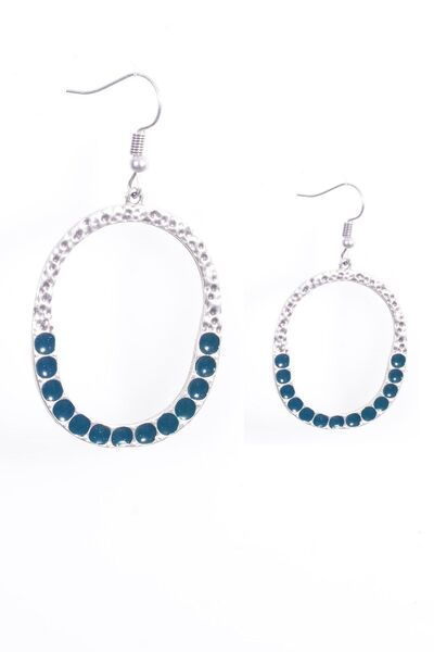 LABALABA KADIN ANTİK GÜMÜŞ KAPLAMA YEŞİL MİNE DETAYLI SALLANTILI KÜPE