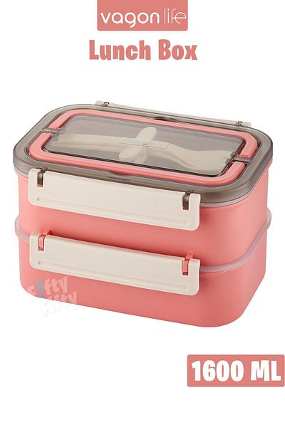 Vagonlife New Generation Bento Lunch Box - 1600 Ml, 2 Layers, Stainless Steel, Lunch Box - Fflbox2221