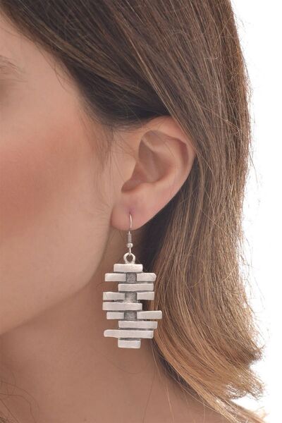 LABALABA Kadın Antik Gümüş Kaplama Sallantılı Model Duvar Küpe