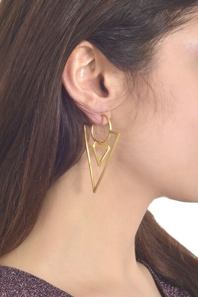 LABALABA KADIN ALTIN RENK KAPLAMA ÇİVİLİ GEOMETRİK KÜPE