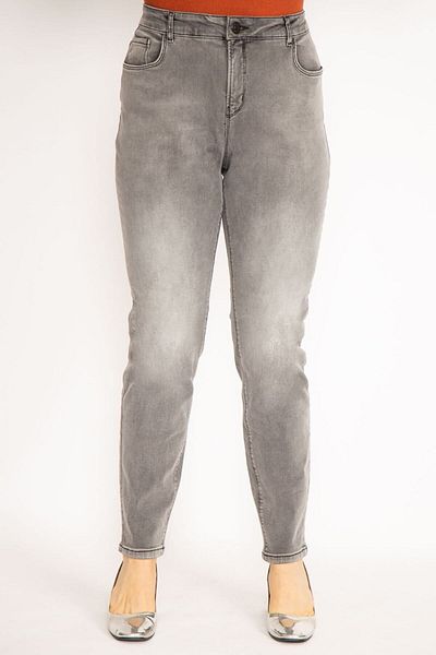 Şans Women's Large Size Gray Washed Effect Lycra Jeans 65n35251