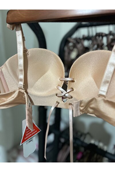 FK Στράπλες σουτιέν - Laser Cut, με επένδυση και λεπτομέρεια με κορδόνια