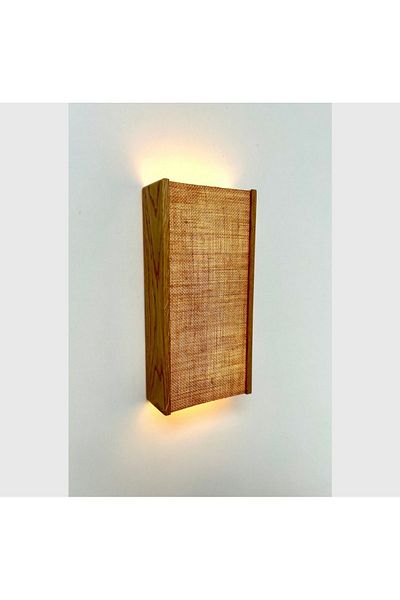 hü ma tasarım ve aksesuar Jute Detailed Huma Design Reflection Design Double-Way Wooden Living Room Wall Sconce Chandelier