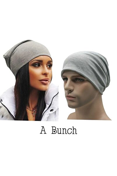 A Bunch قبعة من القطن الممشط باللون الرمادي للرجال والنساء - قبعة ركوب الدراجات النارية الموسمية