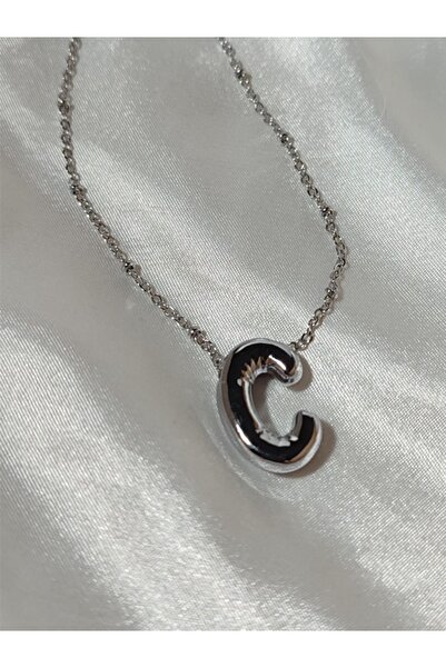 KCA HOME Balloon Letter Silver Silver Long Chain Necklace