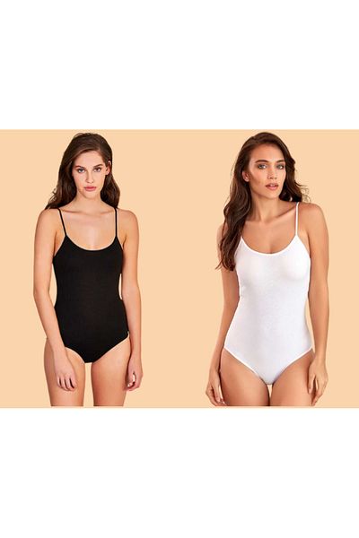 Seher Yıldız Black and White Rope Hanging Bodysuit 2 Pieces - 1 in 1