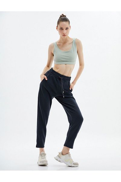 Koton Sweatpants High Waist Tie Pocket Modal Fabric Soft Hand Textured