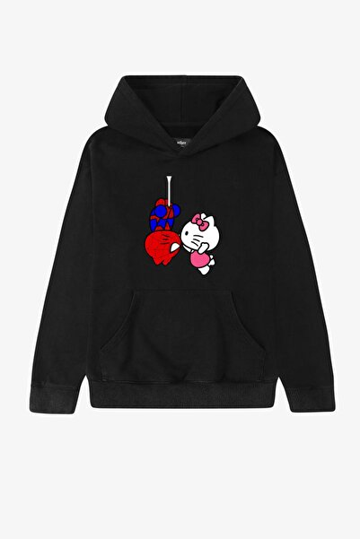 Violon Φούτερ με μαύρη κουκούλα ανάποδα Spiderman Hello Kitty Love με στάμπα ...