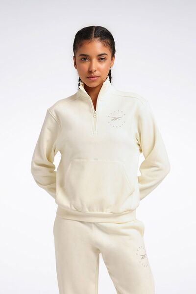 Reebok Γυναικείο φούτερ Q3 IDE FLEECE MIDLAYER Μπεζ
