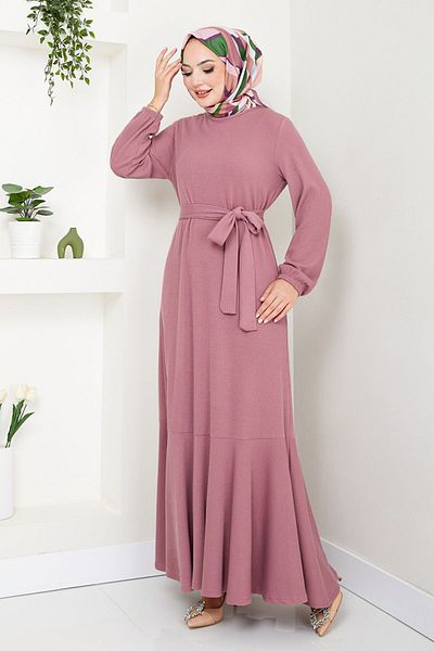 ModaMerve Φόρεμα Dusty Rose Hijab - Ελαστική μανσέτα, 285DVL817-M