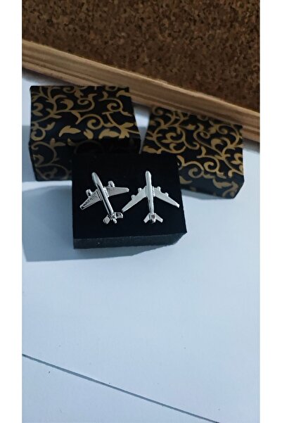 cacatasarım Uçak Yaka Rozeti 2 Adet Metal Gümüş Renk Broş Pilot Hostes Unisex Aeroplane