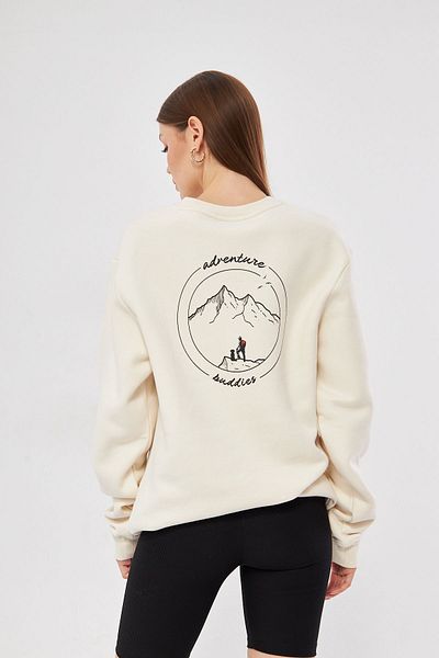 YÜKSEL IŞIK Cream Color Unisex Sweatshirt - Crew Neck, 100% Cotton Hoodie