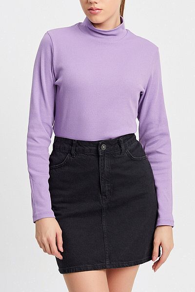 Curly Lilac Camisole Turtleneck Blouse