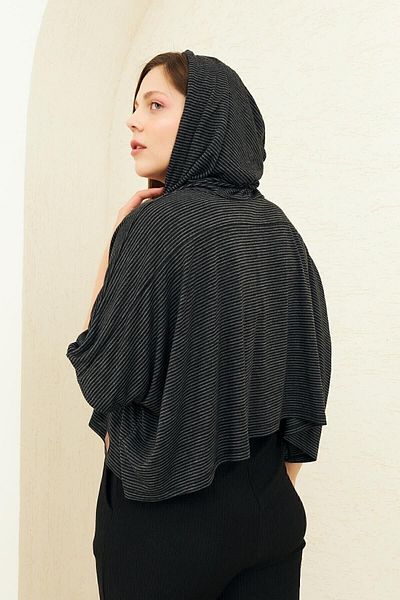 Curly Striped Hooded Short Blouse