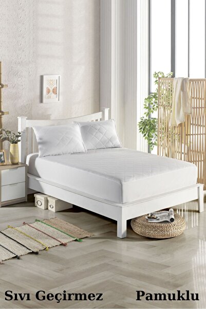LİNDOA Pamuklu Kapitoneli Çift Kişilik Sıvı Geçirmez Alez Yatak Koruyucu Tek ...