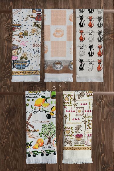 Meslina 5-Piece 40X60 Kitchen Towels - Printed, Drying Cloth and Hand and Face Towels