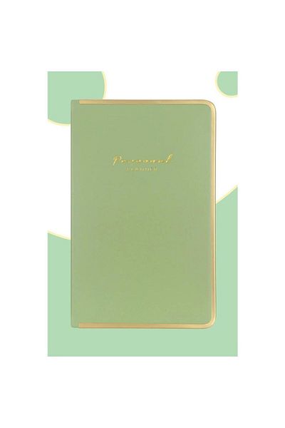 Victoria's Journals Vj Monaco Веган тефтер за планиране с твърди корици от кожа, 100 гр. хартия в цвят слонова кост. 192 страници - a.green