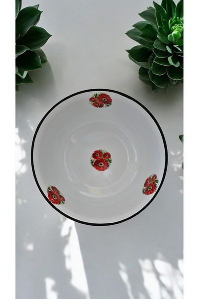 emaye market 36 Cm Deep Dish Enamel Dough Legeni Salad Dumplings Vicious Mixing Bowl
