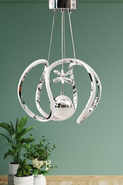 LİVORA LIGHTING Angel Modern Pendant Lamp 3 Stage Candy Ball Chrome Led Chandelier