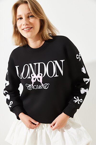 Bianco Lucci Dámská mikina s potiskem London Life se třemi vlákny Mbhs004 60601004