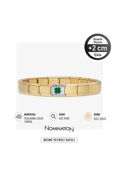 NOMİNATİON Italy Composable 925 Ayar Gümüş Yonca ve Çelik Bileklik Mat Gold