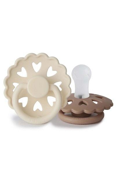 Frigg Fairytale Double Silicone Pacifier - 0-6 Months Cream/Bra