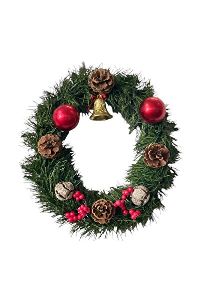 ART PINE Yılbaşı Kapı Süsü Doğal-Yapay 25cm , Yeni Yıl Dekorasyon Eğlence Parti Christmas Wreath