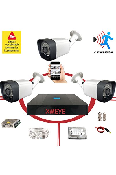 BİSES 3'lü Hareket Algılayan 5 Mp Sony Lens 1080P 36 IR LED Metal Kasa Güvenl...