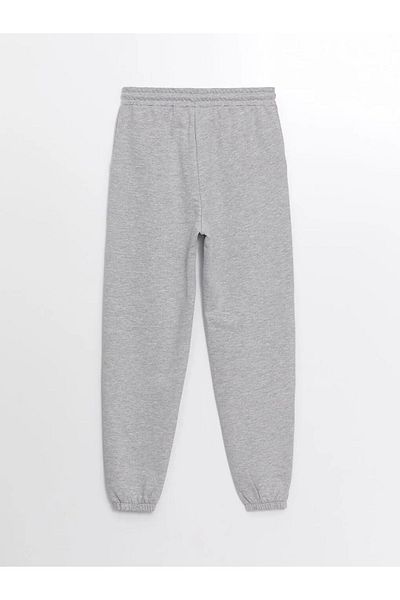 LC Waikiki Lcwaikiki - Gray Melange Women's Jogger Sweatpants, Straight Cut with Elastic Waist