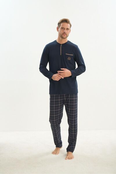 Sevim Erkek Uzun Kol Lacivert Pijama Takım C7T3N5O9