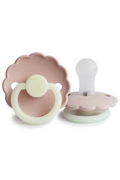 Frigg Daisy Silicone Pacifier - 0-6 Months Glowing - Glowing in the Dark - Blush Night