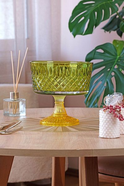 Glore Green Yellow Bowl with Foot
