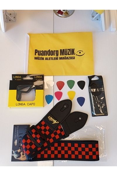 PUANDORG High Quality Guitar Strap Set (Plectrums Set + Guitar Capo + Guitar Adjustment Wrench)