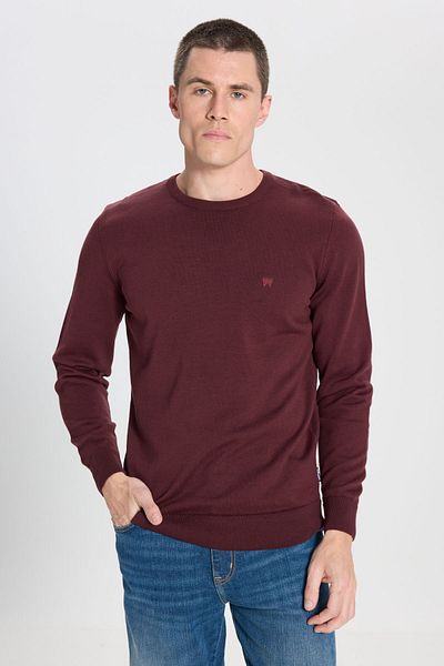 WRANGLER Hellgrüner Strickpullover mit normaler Passform und Rundhalsausschnitt