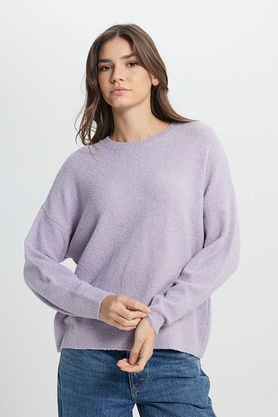 WRANGLER Normál szabású, normál szabású nyakú női Cozy Utility lila kötöttáru pulóver