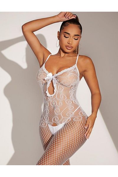 NİMSE LOVE COSTUME SEXY DE Ciorapi de corp cu jartieră din plasă neagră pentru femei
