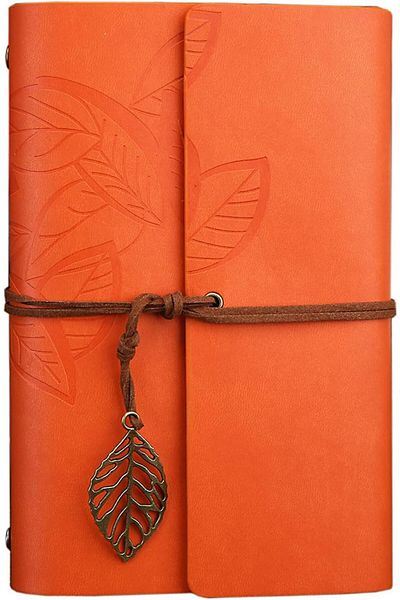 SENON Leaf Printed Leather Cover Daily Notepad Special Design Gift