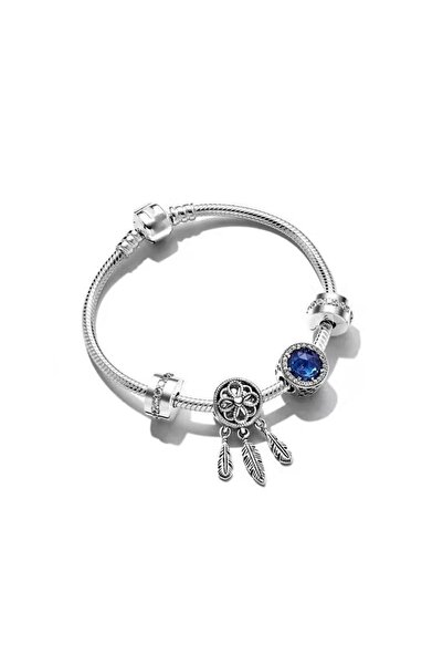 Flyinqshops Gümüş 925 Ayar Klipsli Charm Zincir Bileklik