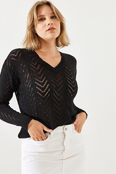 Bianco Lucci Dámský svetr s výstřihem do V - 20246038