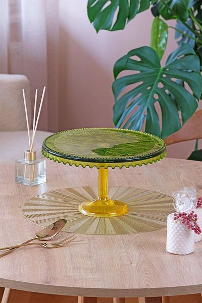 Glore Green and Yellow Footed Presentation Plate