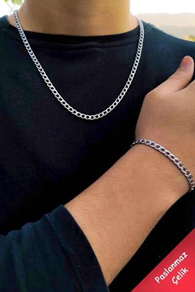 The Collection Gurmet Erkek Çelik Kolye Ve Bileklik Seti