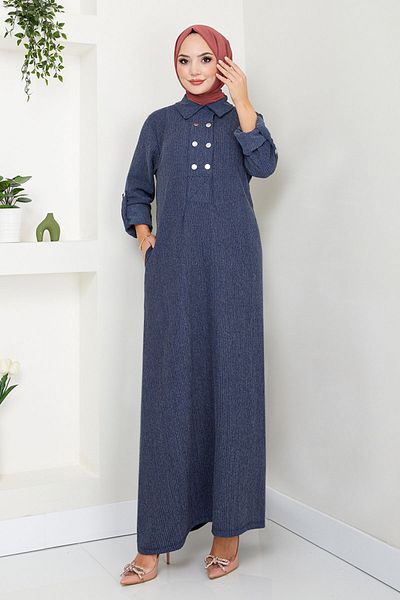 ModaMerve Φόρεμα με γιακά Indigo - 2501HBS932-M
