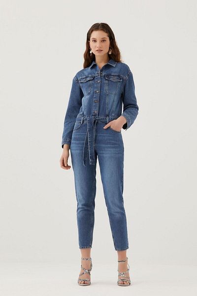 Pantamo Jeans Salopetă albastră învechită Pantamo Mid Tone Jumpsuit pentru femei