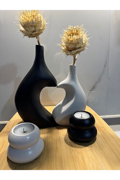 BLANJ Dear Vase and Candle Holder - Heart-Wrapped, Black-Grey