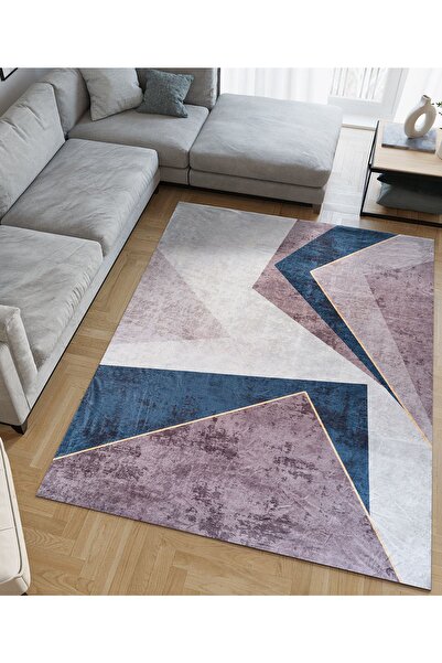 RENKLİBUTİK 12 M2 Non-Slip Washable Carpet Cover - Modern Patterns, Velvet Te...